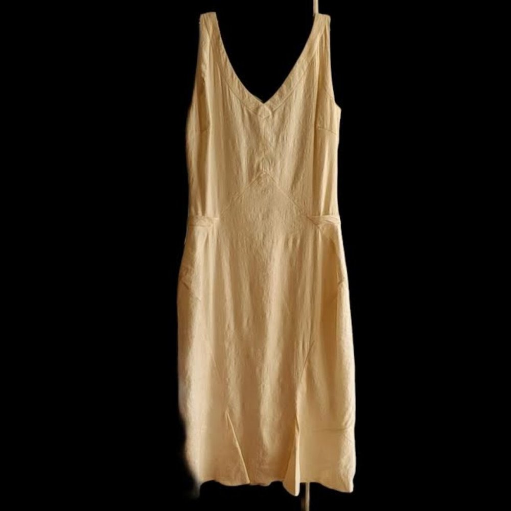 Anna Molinari Vintage Sleeveless Cream Bias Cut Linen Dress SZ 4